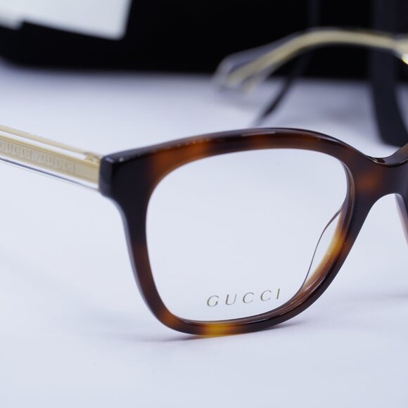 Gucci GG0566ON 002 Square Eyeglasses 52mm - Havana/Crystal - Picture 8 of 11